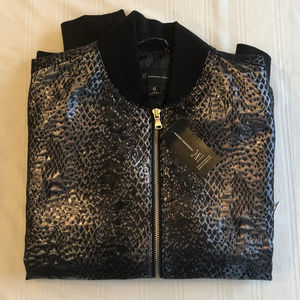 NWT INC Metallic Gunmetal Bomber Jacket